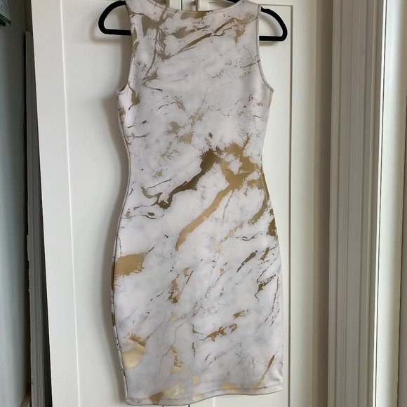 NUVANGO Gold Marble Bodycon Dress Size Small - Excellent Like New Condition - Picture 2 of 4
